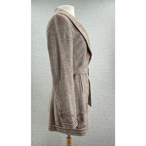 Guess Jeans Coat Womens Medium Wool Blend Pea Jacket Embroidered Beaded Lined - Picture 7 of 16